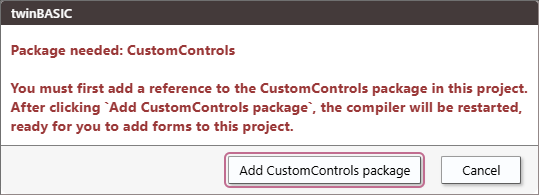 Add CustomControls Form Popup