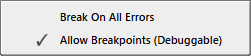 Debugger Options - Debug Menu