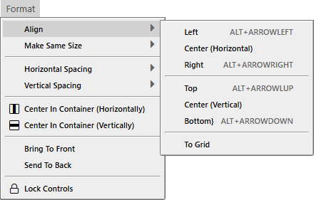 Format Align Menu