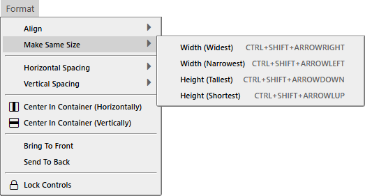Format Make Same Size Menu