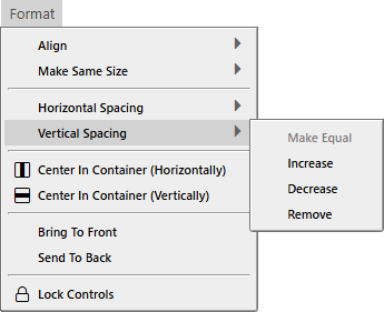 Format Vertical Spacing Menu