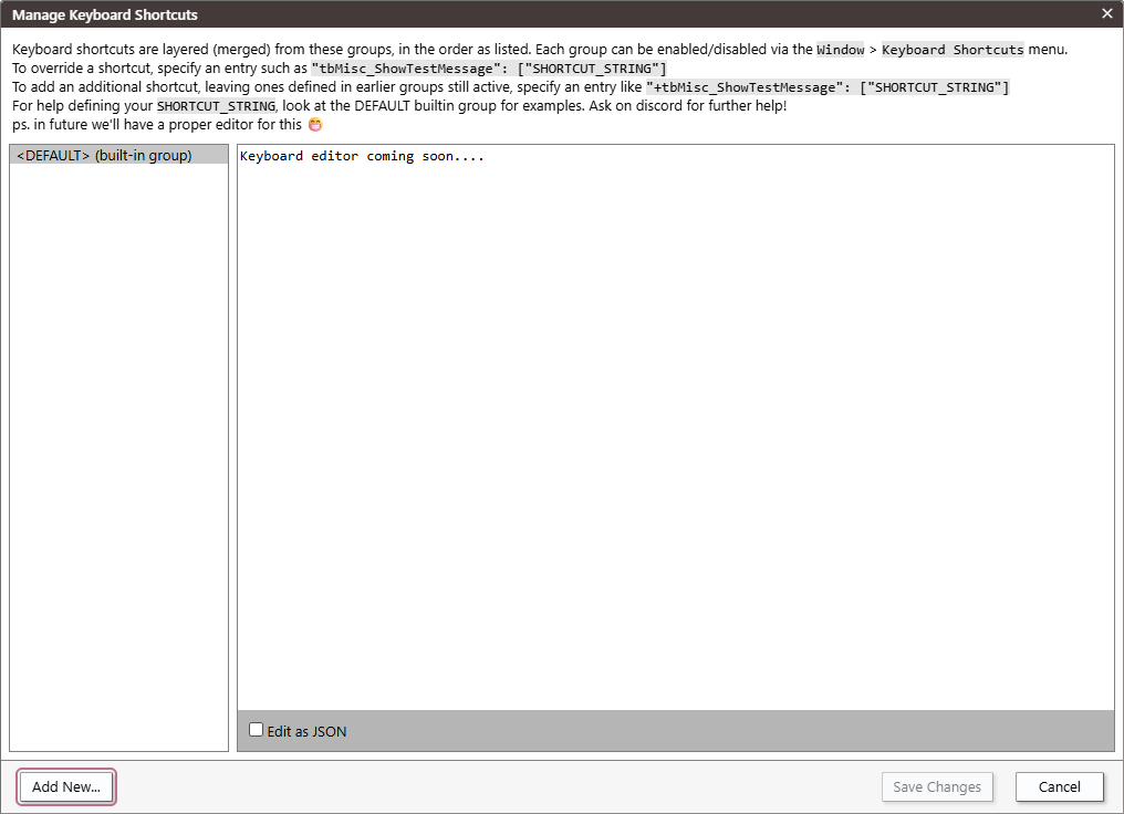Window Keyboard Shortcuts - Manage Keyboard Shortcuts Menu