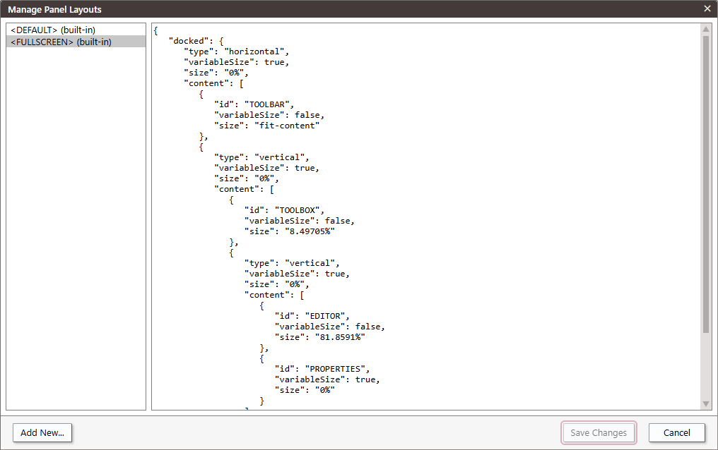 Window Panel Layouts Fullscreen Menu