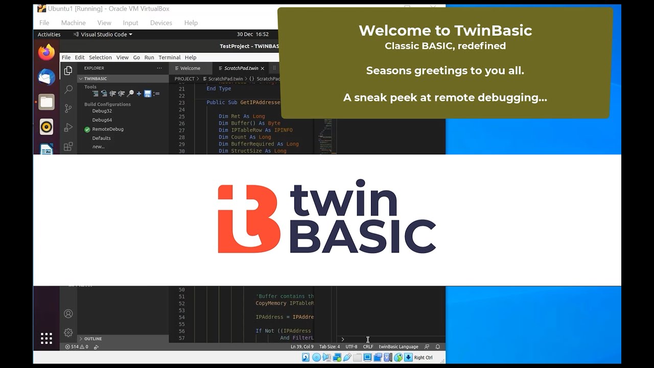 twinBASIC - Remote debugging applications (sneak peek) (watch on YouTube)