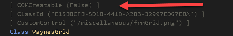 CustomControl COMCreatable attribute